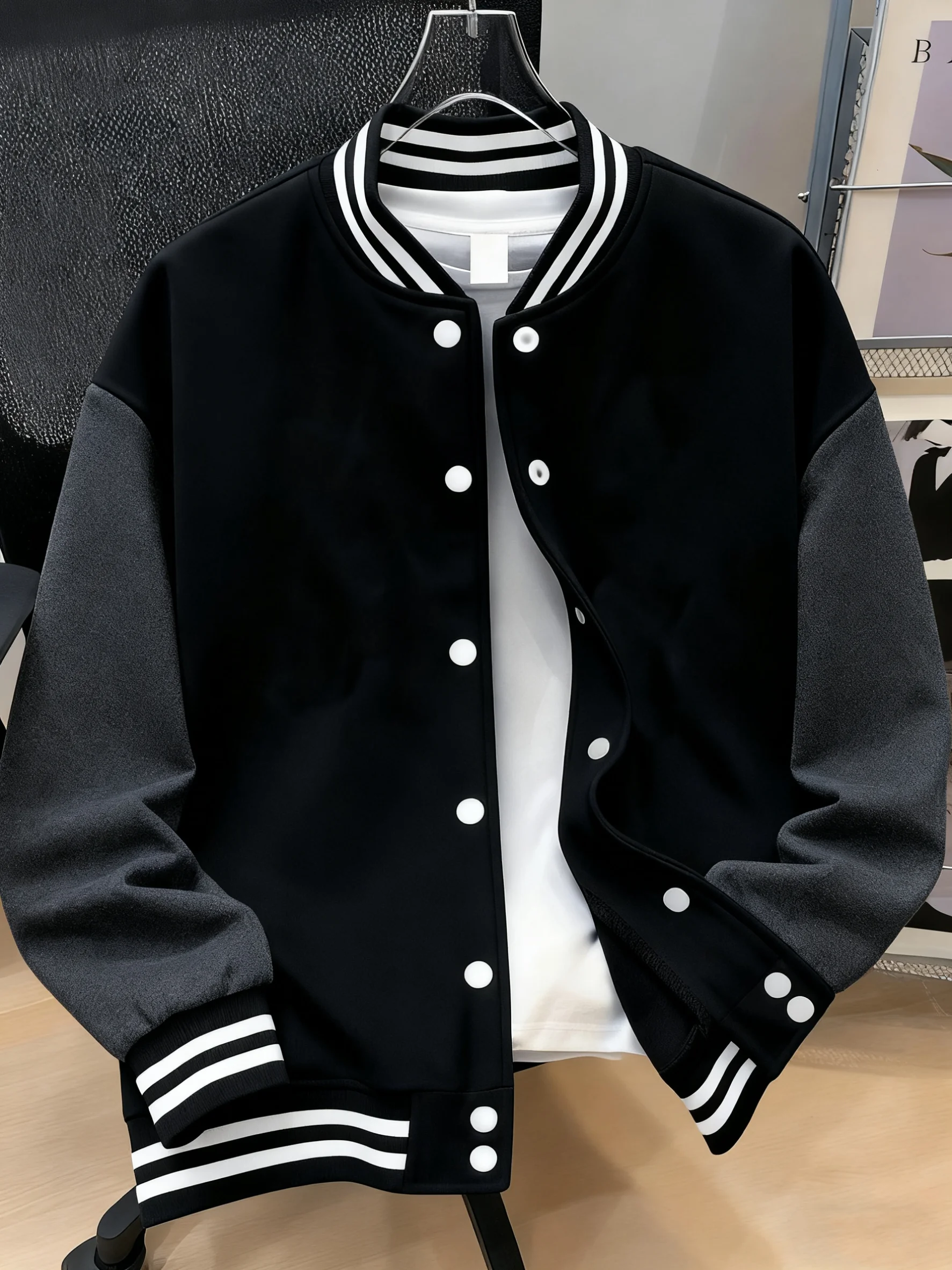 Vintage-Soft-Sportbekleidung für Damen, Herbst, bequeme Jacken, Taschen, für den täglichen Gebrauch, Damenmode, trendige Hip-Hop-Oberteile, Baseball-Jersey mit Knöpfen – Detail 8