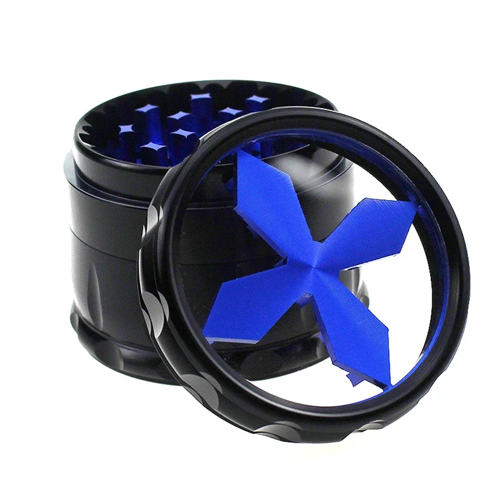 Tobacco Herb Grinder 63MM Cross Window Style Aluminum Alloy 4 Layer with Screen Drum Metal Herb Spice Smoking Crusher