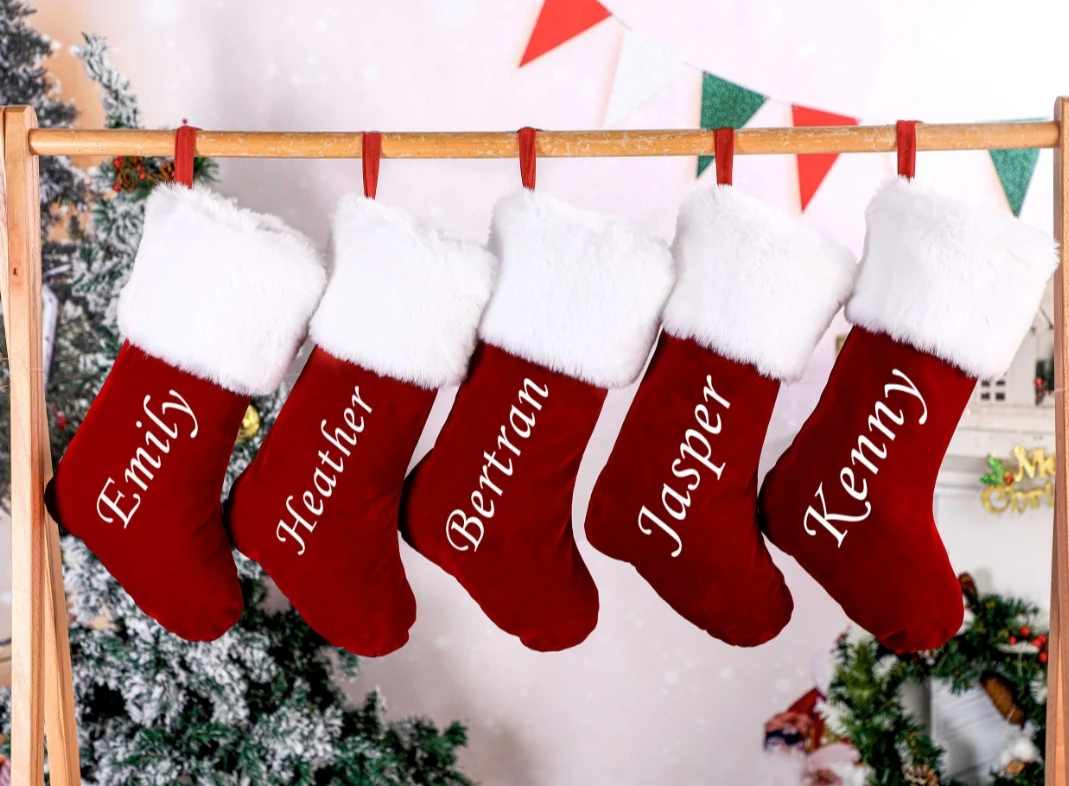 

Personalized Family Christmas Stockings, Christmas Gift Bag Holiday Favor, Customized Xmas Stockings Christmas Socks Candy Bag