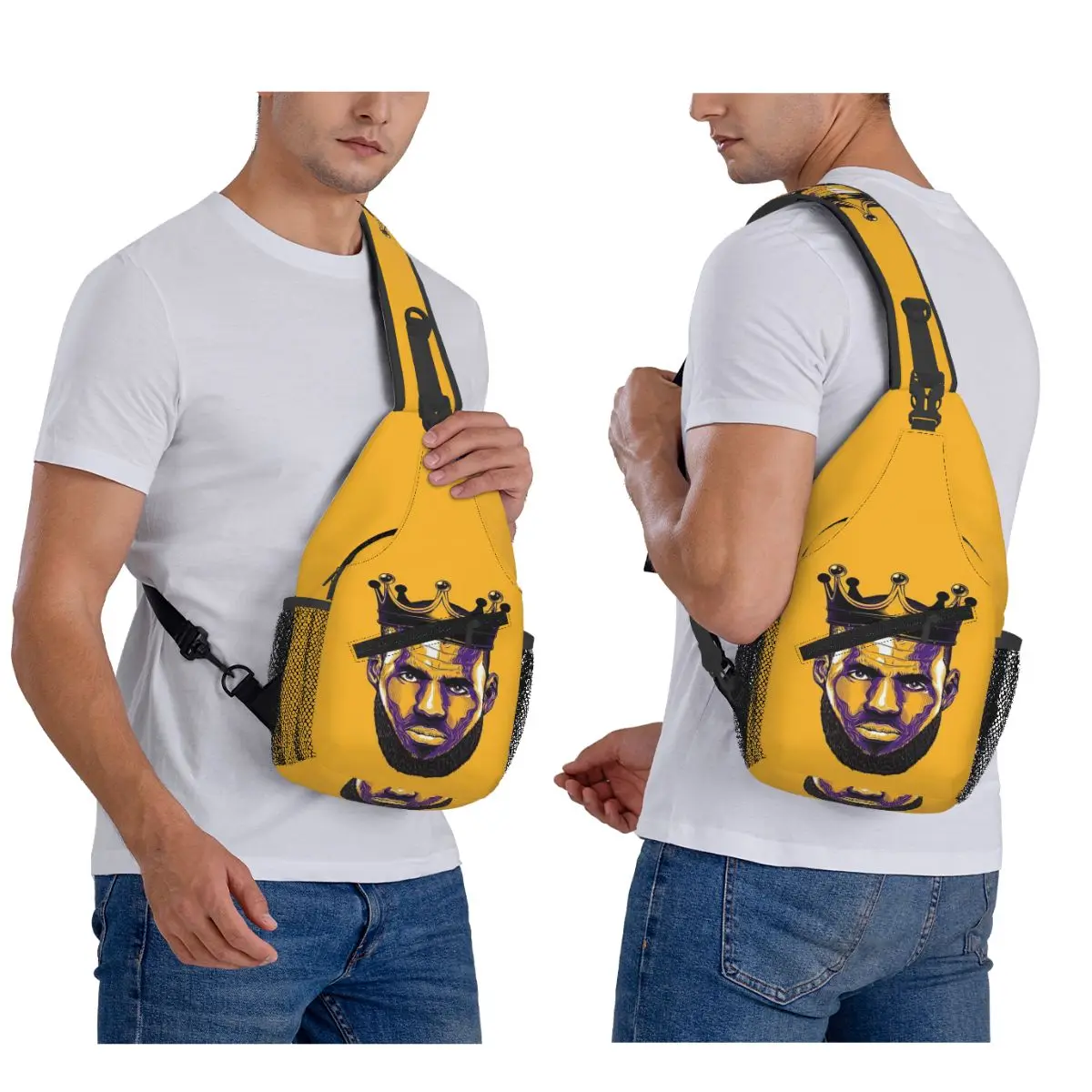 

King Lebron James Chest Bag Men Sling Crossbody Backpack Chest Bag Travel Hiking Daypack Shoulder Bag