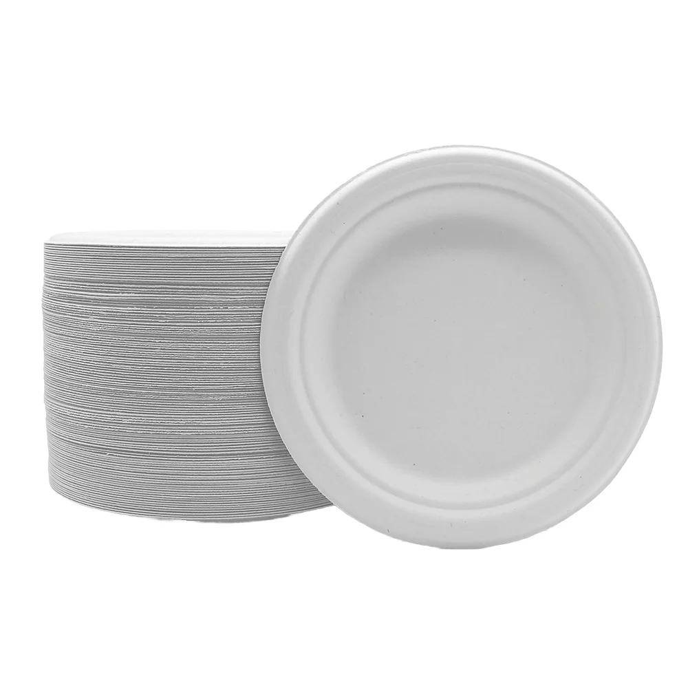 

9 Inch Sturdy Grease Water-Proof Disposable Paper Plates Biodegradable Bread Serving Tray Wedding Birthday Parties