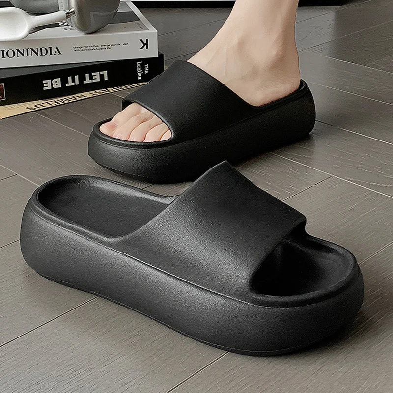 

Summer Thick Bottom Cloud Slippers For Women Solid Color EVA Platform Sandals Woman Soft Sole Non-slip Beach Pillow Slides