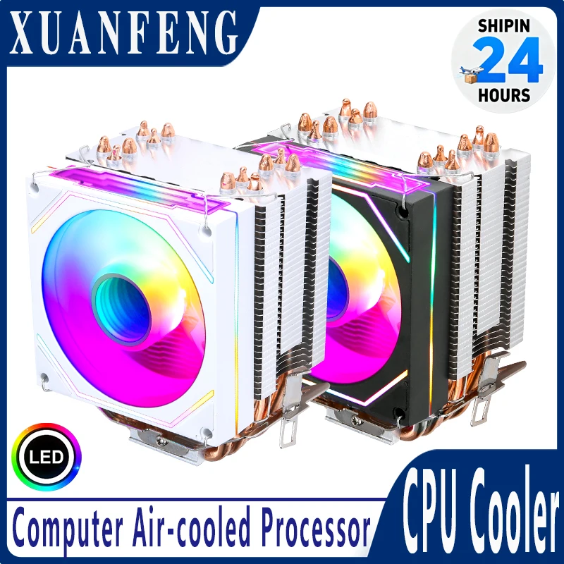 

XUANFENG Compatible LGA2011 115x 1200 2066 x79 x99 AMD AM4 PC Cooler CPU Fan 2/4/6 Heat pipe 4pin/PWM Air-cooled Colorful lamp
