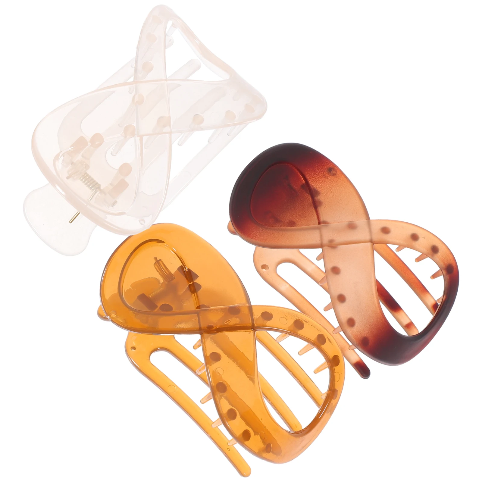 

3 Pcs Hair Clips Women Flat Claw Barrettes Jelly Coffee Amber Matte Decorative Styling Accessories French Hairpins Thick Hair