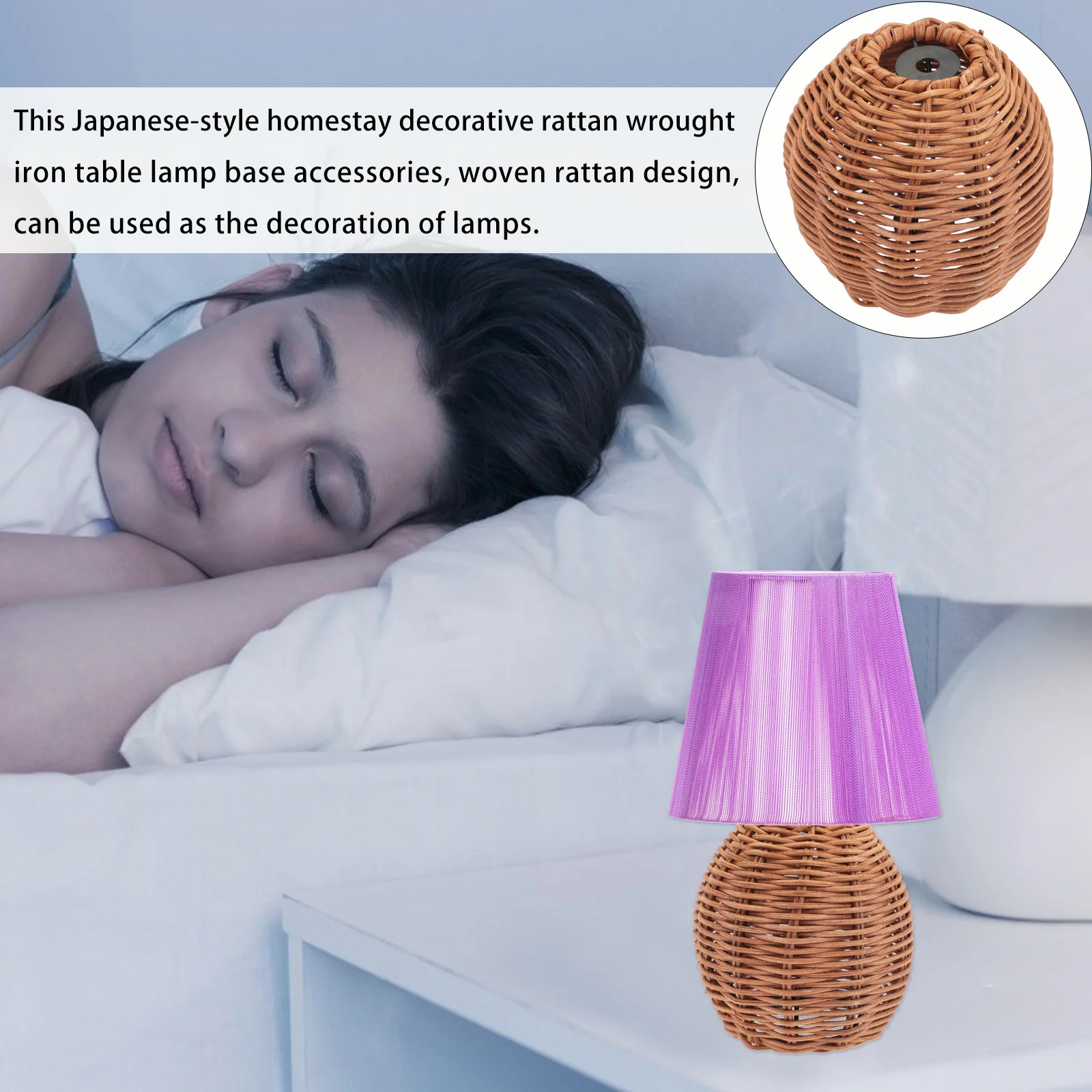 

Rattan Table Lamp Base Woven Lampshade Tropical Light Shade Ceiling Pendant Chandelier Cover For Home Hotel Dorm Decor