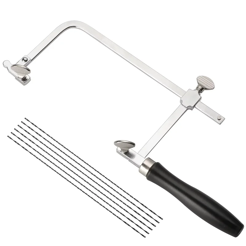 Portable U-shape Saw Bow Hacksaw with 12 Blades DIY Hand Tools Sawbows for Jewelry Craft Wood Glass Tree Trimming Cutting