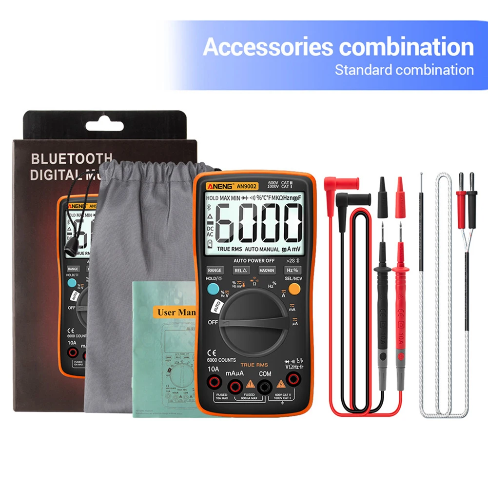 ANENG AN9002 Bluetooth Digital Multimeter 6000 Counts Professional MultimetroTrue RMS AC/DC Current Voltage Tester Auto-Range