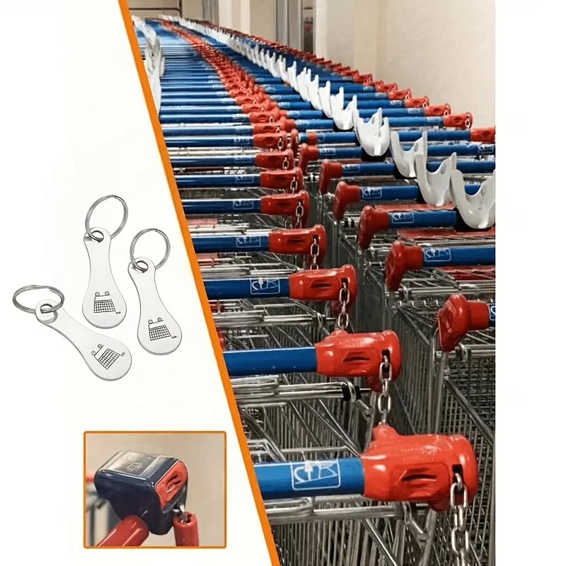 2pcs Shopping Cart Token Keychain with Shopping Case, Supermarket Trolley Unlocking Tool, Shopping Cart Token, Suitable for Unlocking and Releasing Supermarket Trolleys, Portable and Reusable, Supermarket Accessory, Compact and Sturdy Construction view 5