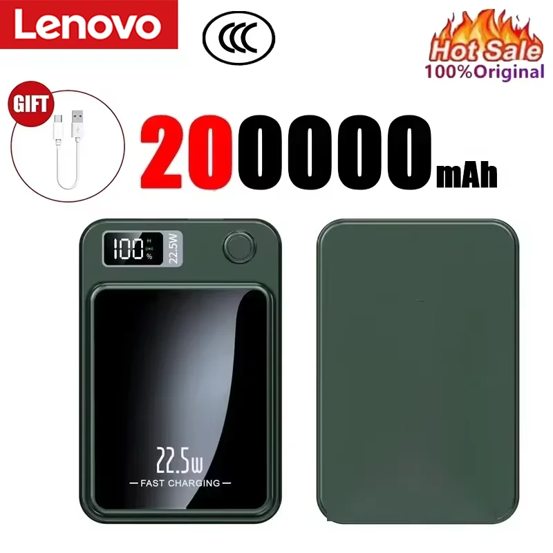Lenovo 2026 200000mAh Magnetische Draadloze Power Bank Draagbare Snelle Oplader Voor Magsafe Extra Batterij Voor iphone Huawei Samsung