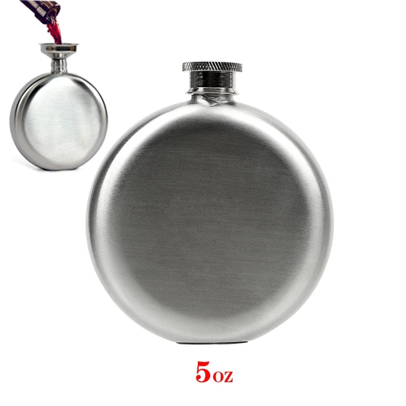Petaca de acero inoxidable de 5oz/140ml, botella de whisky de diseño ruso a prueba de fugas, portátil con embudo para Vodka/vino, Camping y viajes