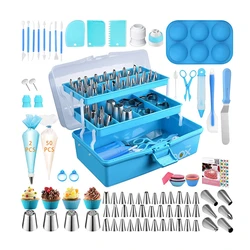 236 Pcs Cake Decoration Kit with Pastry Storage Box Cream Piping Bags Russian Nozzle Set Baking Accessories for Pastries& Cake