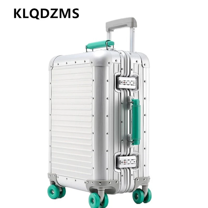 

KLQDZMS High Quality Suitcase All Aluminum Magnesium Alloy Boarding Box Men's Business Trolley Case 20"24 Inch Cabin Luggage