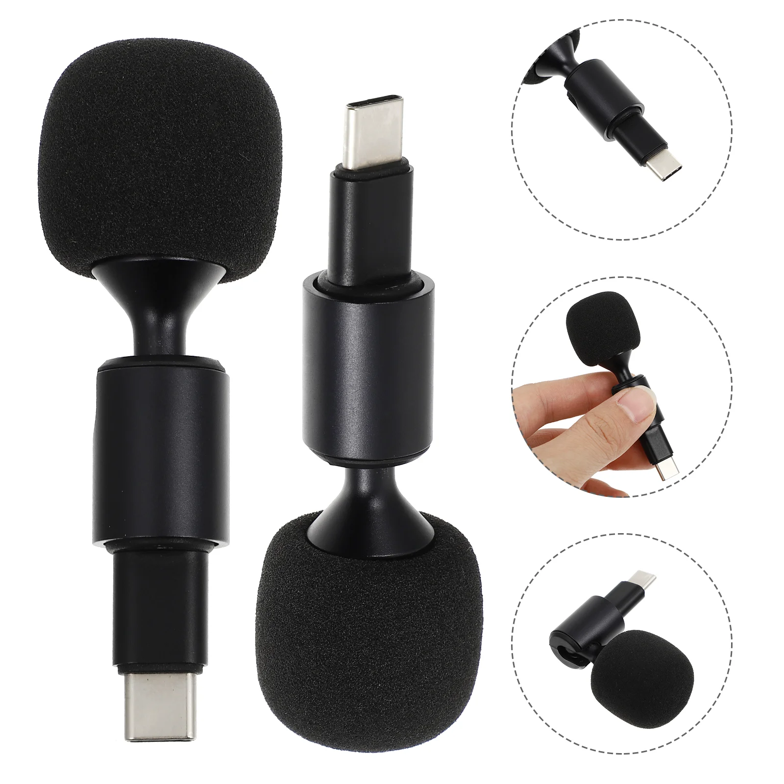 

Mini Microphone Plug Laptop Computer Singing Equipment Desk Black Condenser for Gaming