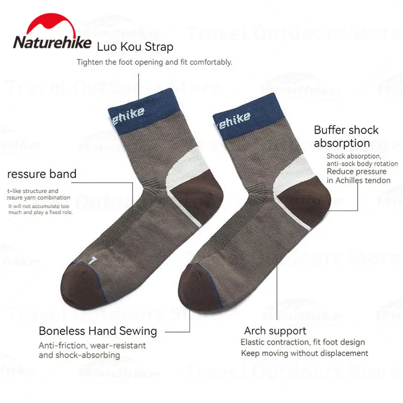 Naturehike Sport Hiking Long Socks Outdoor Camping Shock-Absorbing Quick-Drying Right Angle Socks High Elastic Moisture Wicking