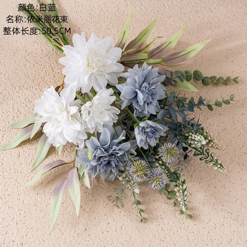 Decorazioni Dali bouquet simulazione fiore fiore finto pianta verde matrimonio INS wind YC1060 bianco blu