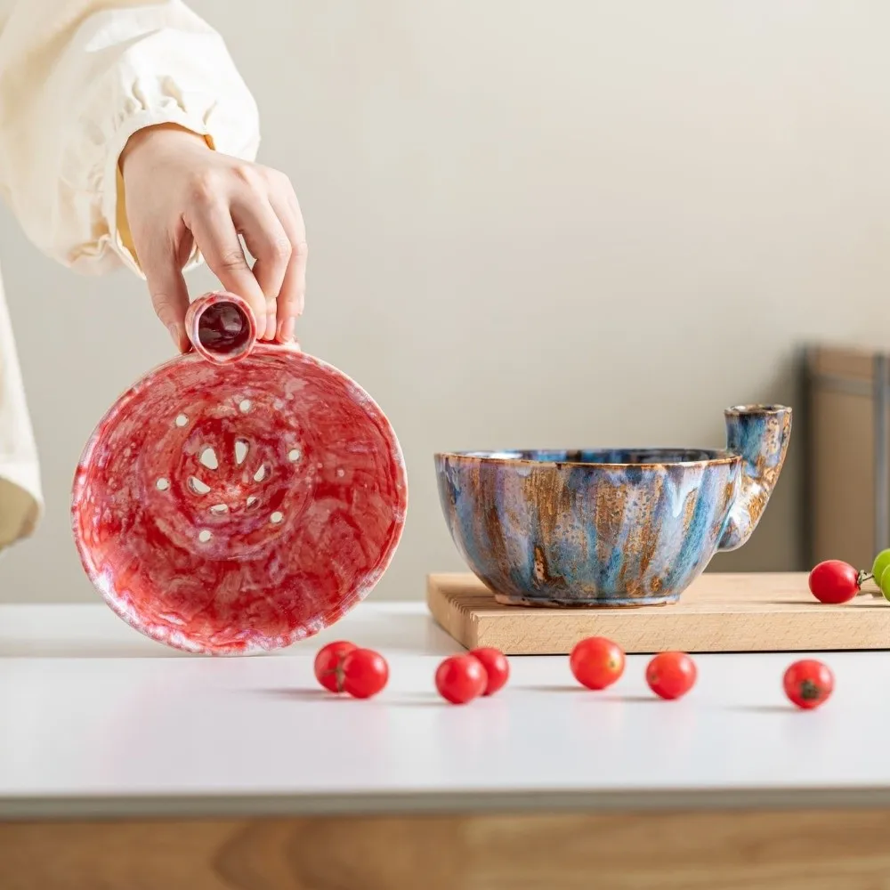 Ceramic Automatic Fruit Washer Bowl Vortex-Style Self-Spinning Fruit Cleaning Bowl Auto-Rinse Large Capacity
