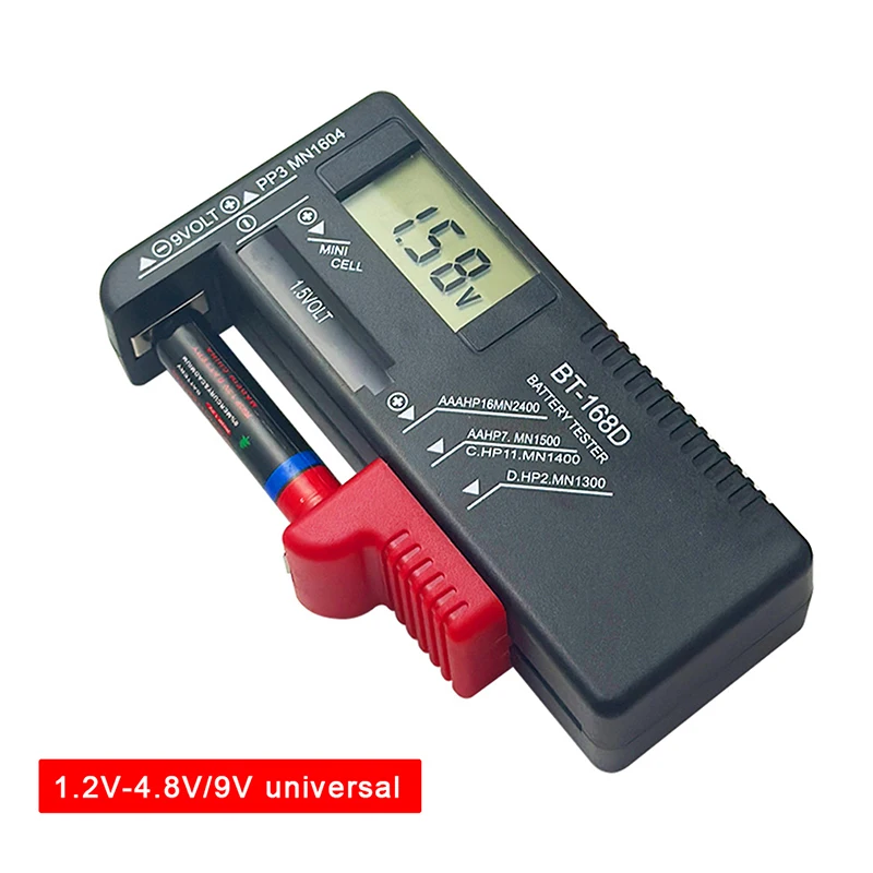 Hot！NEW BT-168D Battery Tester Universal Digital LCD Tester AA AAA CD 9V 1.5V Button Cell Voltage Battery Voltage Tester