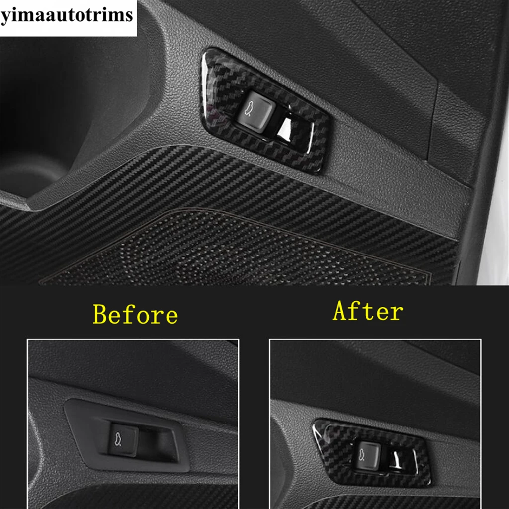 Rear Trunk Tailgate Switch Control Button Frame Cover Trim For Volkswagen T-Roc T Roc 2018 - 2022 Carbon Fiber / Matte Interior