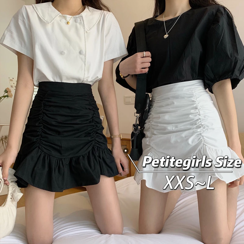 150 Small high-waisted peplum skirt Female niche bag hip fishtail skirt Slimming pleated A-line skirt xs Summer