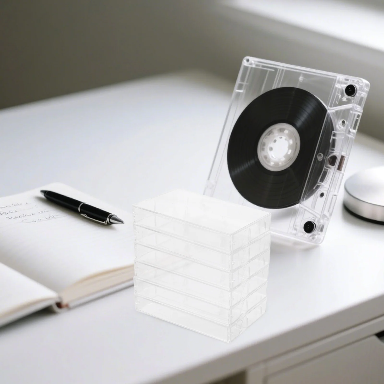 

6Pcs Clear Cassette Tape Holder Transparent Plastic Storage Organizer Box for Audio Tapes Retro Car Display Protection