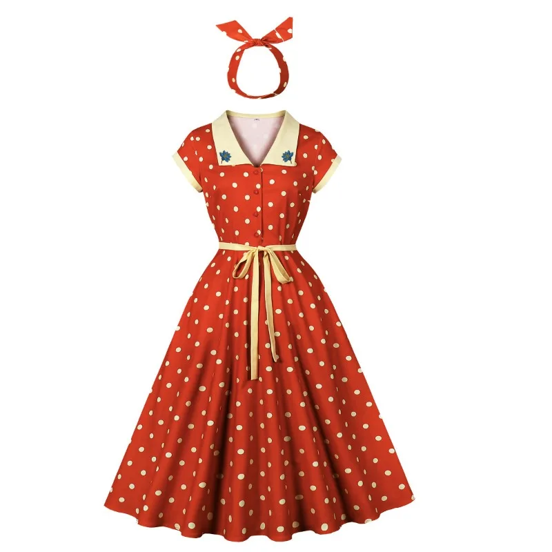 

2025 New Retro Women Summer Pin Up Casual Party Dress Short Sleeve Retro Robe Vintage Rockabilly 1950s 60s Swing Dresses Vestido