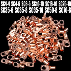 10pcs Copper Lug Ring Wire Connectors Bare Cable Electric Crimp Terminal SC6-5 SC10-10 SC16-10 SC25-10 SC35-6 SC35-8 SC35-10