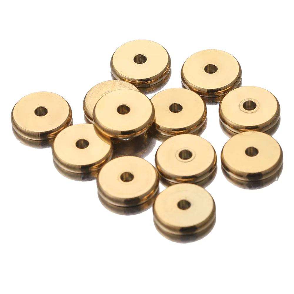 20pcs 4 6 8 10mm Gold Plated Stainless Steel Disc Flat Spacer Loose Beads for Needlework Bracelet Seed Jewelry Making Wholesale