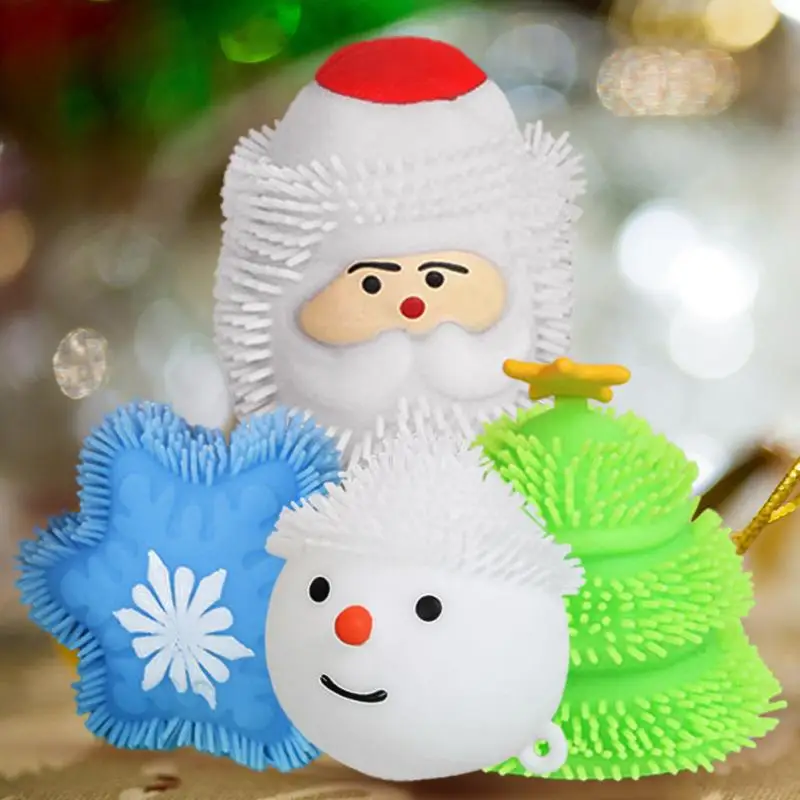 Decompression Toys Tpr Cute Reduce Pressure Elastic Portable Children Toy Santa Claus Balls Plastic No Deformation Venting Toy