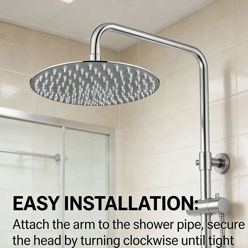 304 Stainless Steel Rain Shower Head, High Pressure Round Showerhead with 360° Rotation,  Pressurized Large Shower Head for Bath image 2