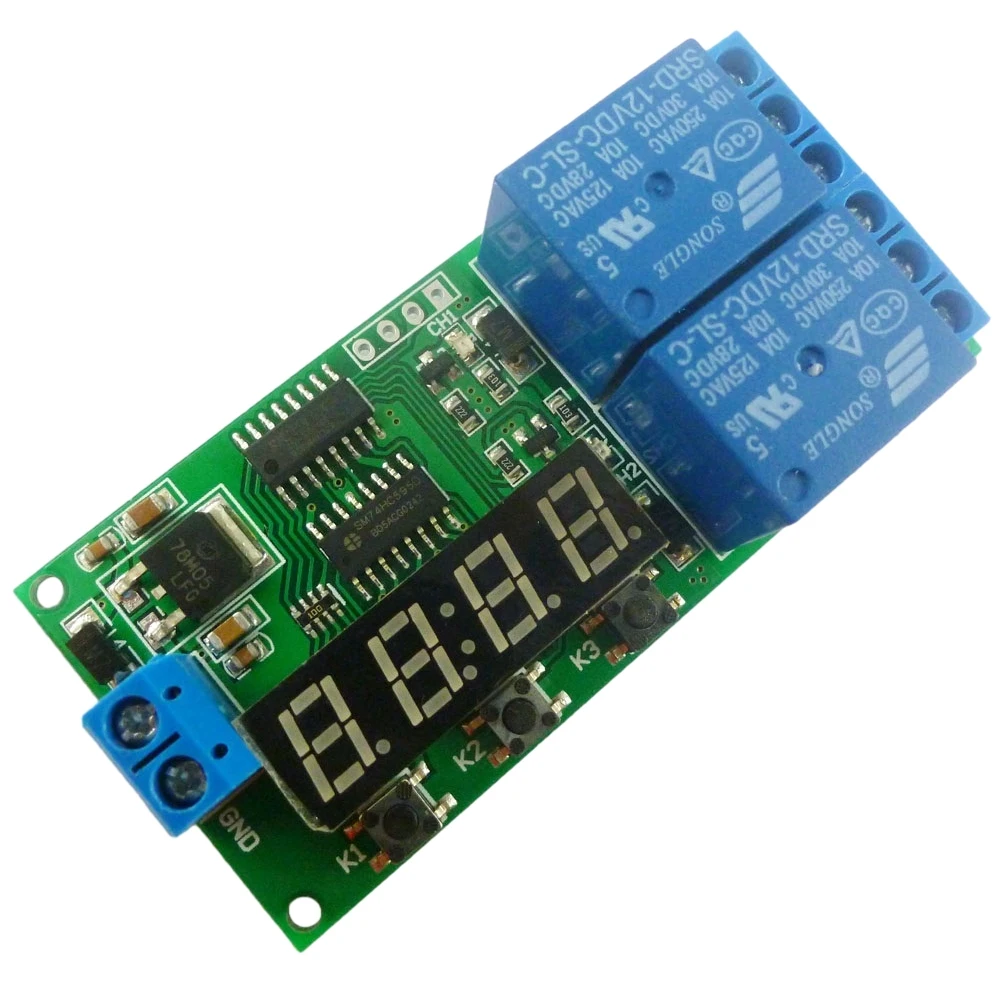 For Motor LED Smart Home KC22B02 DC 12V 2 Channel Multifunction Delay Relay Board Cycle Timer Relay Switch Module 1-9999s