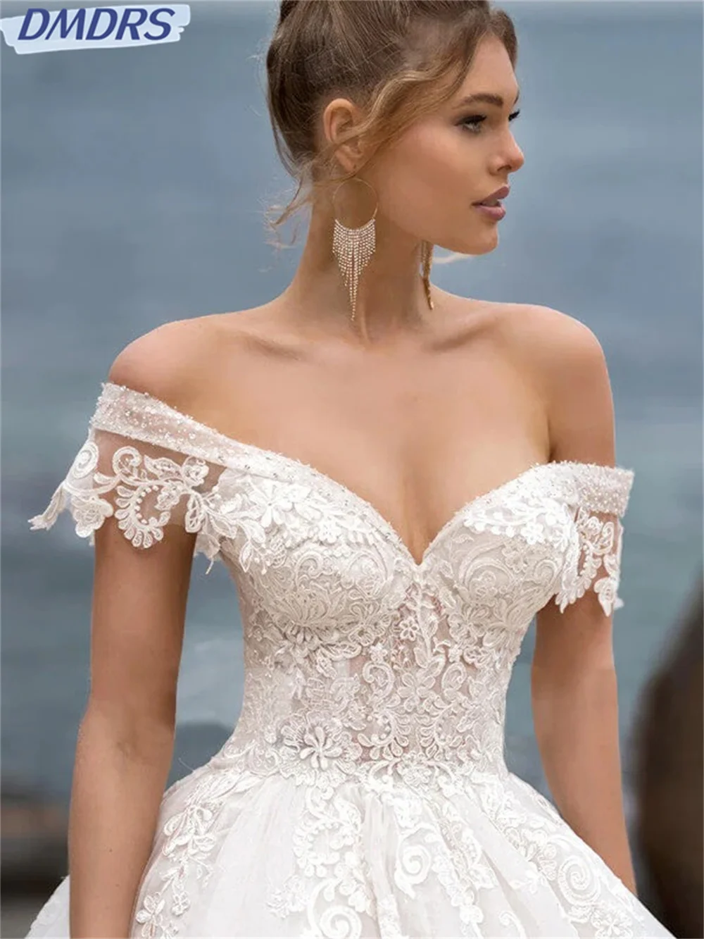 Vestido De Novia con hombros descubiertos para mujer, vestido De Novia elegante con apliques encantadores, línea A, 2024