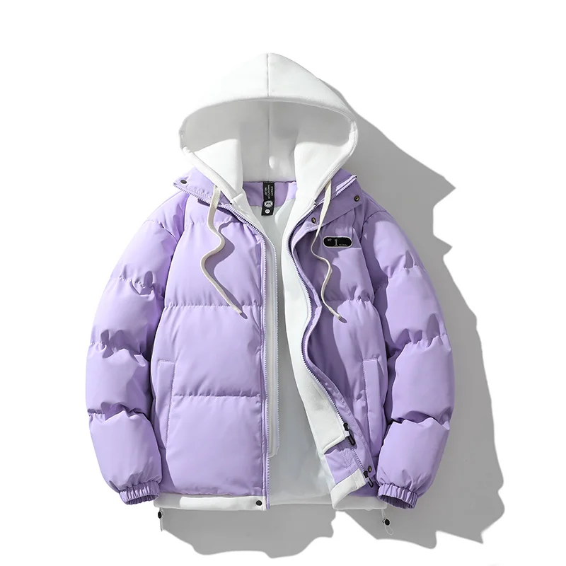 Mens Winter Jacket And Coats Hooded Thicken Windbreaker Coats Fake Two Piece Parkas Outwear