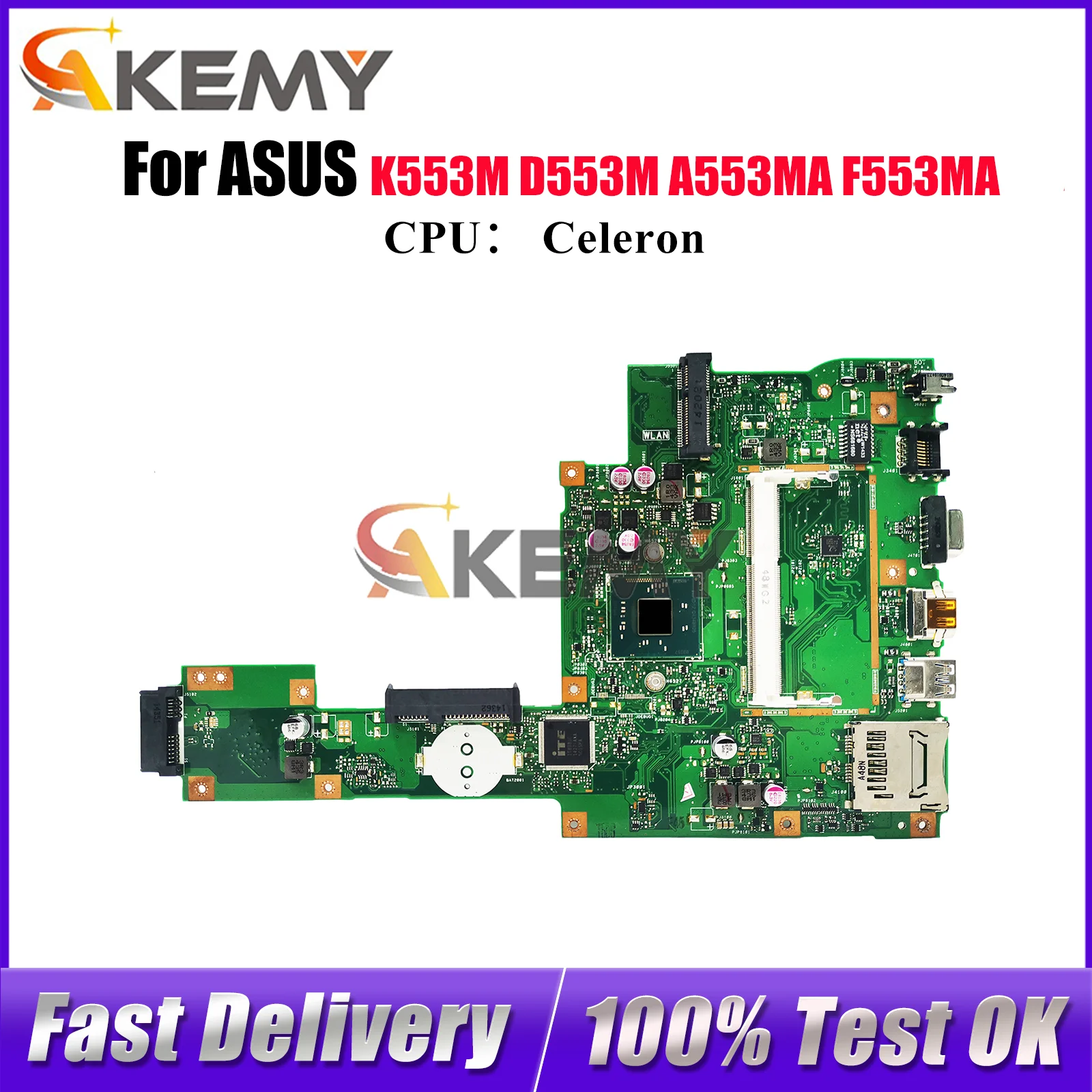 

X553MA Материнская плата для ноутбука ASUS VivoBook X553M F553MA A553MA D553M K553M X553MA Материнская плата с процессором Celeron 100% тесты OK stk