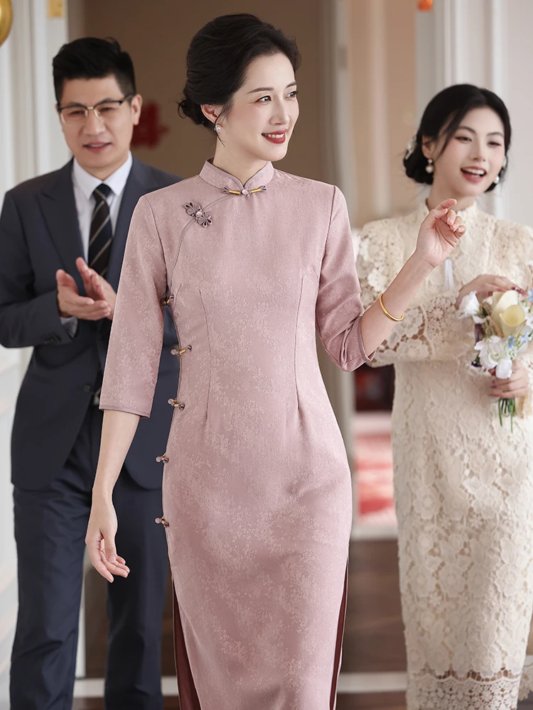 

Ele Red Qipao Dr Wedding Dr High-End Sensation for Mother-In-Law Wedding Banquet Clothes Traditional Chinese Weddin...