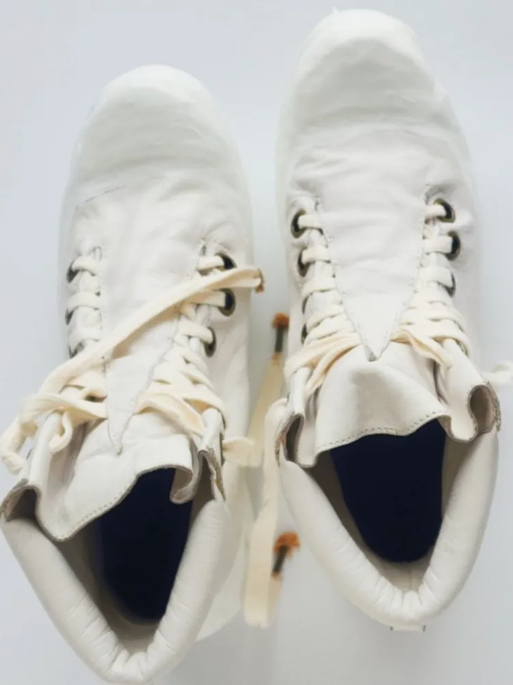 Handmade Mens Gothic High Top Cowhide Genuine Leather Shoes Lace Up Thick Platform Casual Shoes New Designer Vintage Footwear