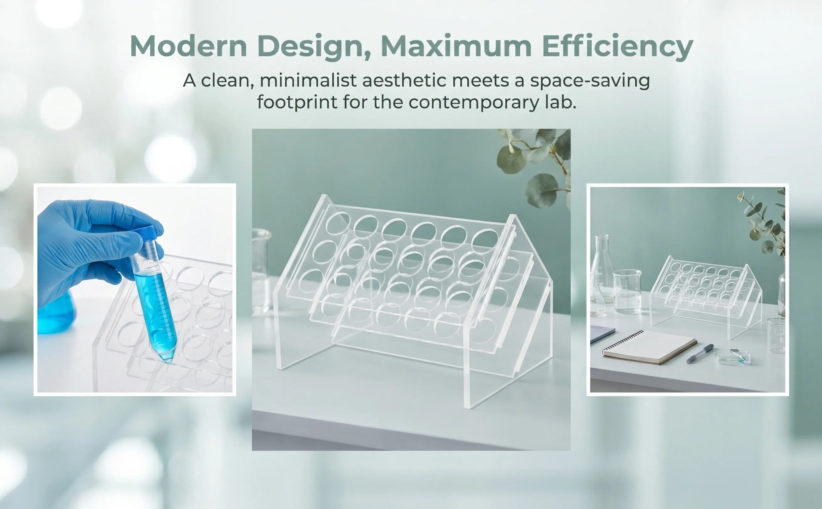 Slanted Clear Acrylic glass 18 Well Tube Rack Lab Centrifuge Test Tube Holder Storage Organizer Centrifuge Tubes Stands