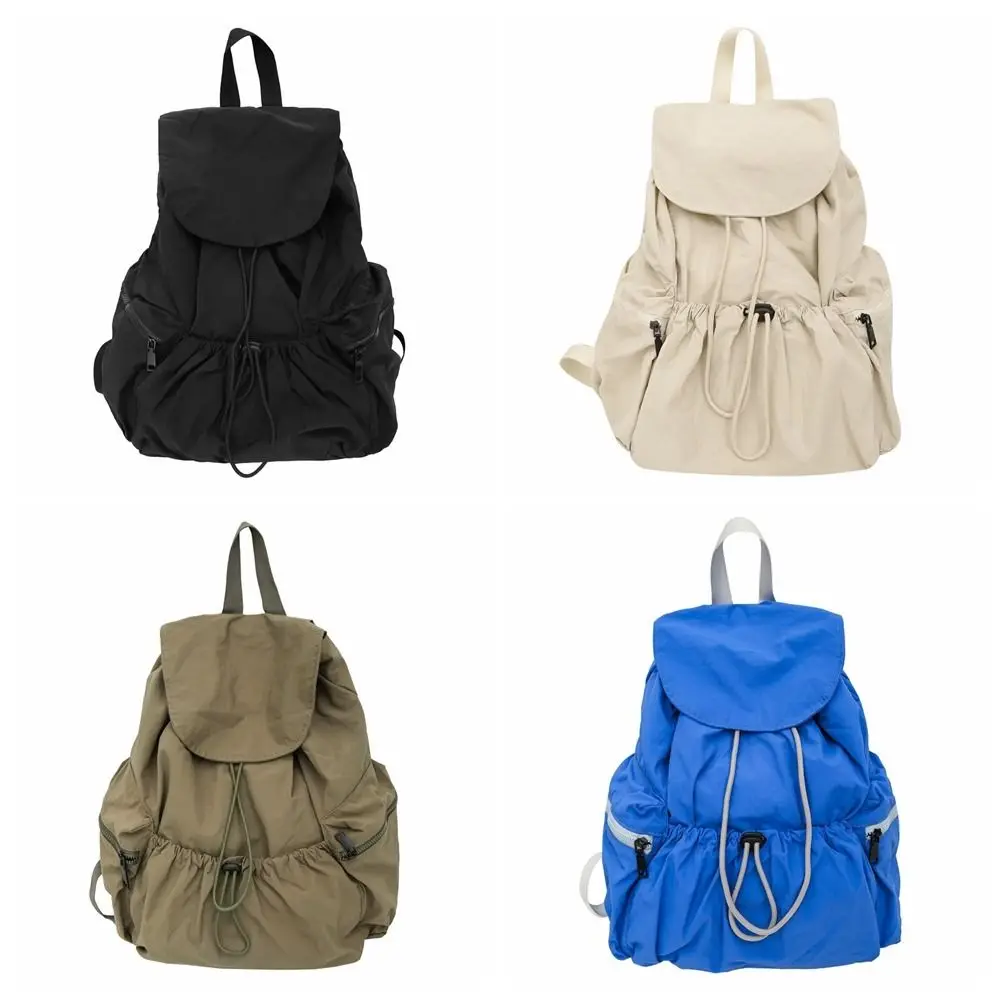 Tragbarer Nylon-Rucksack mit Kordelzug, lässig, wasserdicht, Canvas, Umhängetasche, leicht, mit Griff, College-Studenten-Schultasche