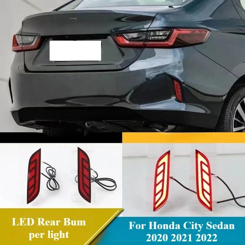 Car LED Rear Bumper Light Reflector Fog Lights Modified DRL Braking Lamp with Turn Signal Indicators For Honda City 2020-2022