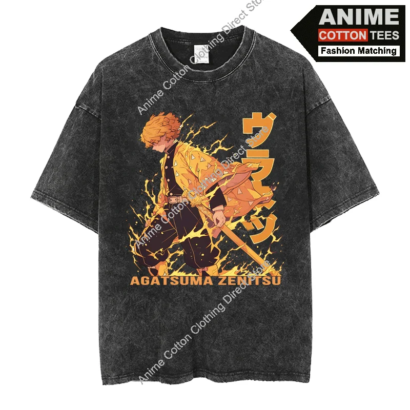 

Handsome Close-up Agatsuma Zenitsu T Shirt Anime Demon Slayer Print T-shirt y2k Hip Hop Street Unisex Oversized Loose Tee Cotton