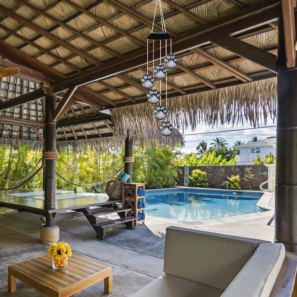 

Solar Wind Chime Light Cat Paw Garden Hanging Decorative Lamp Solar Powered Outdoor Lights for Yard Romantic Garden Decor