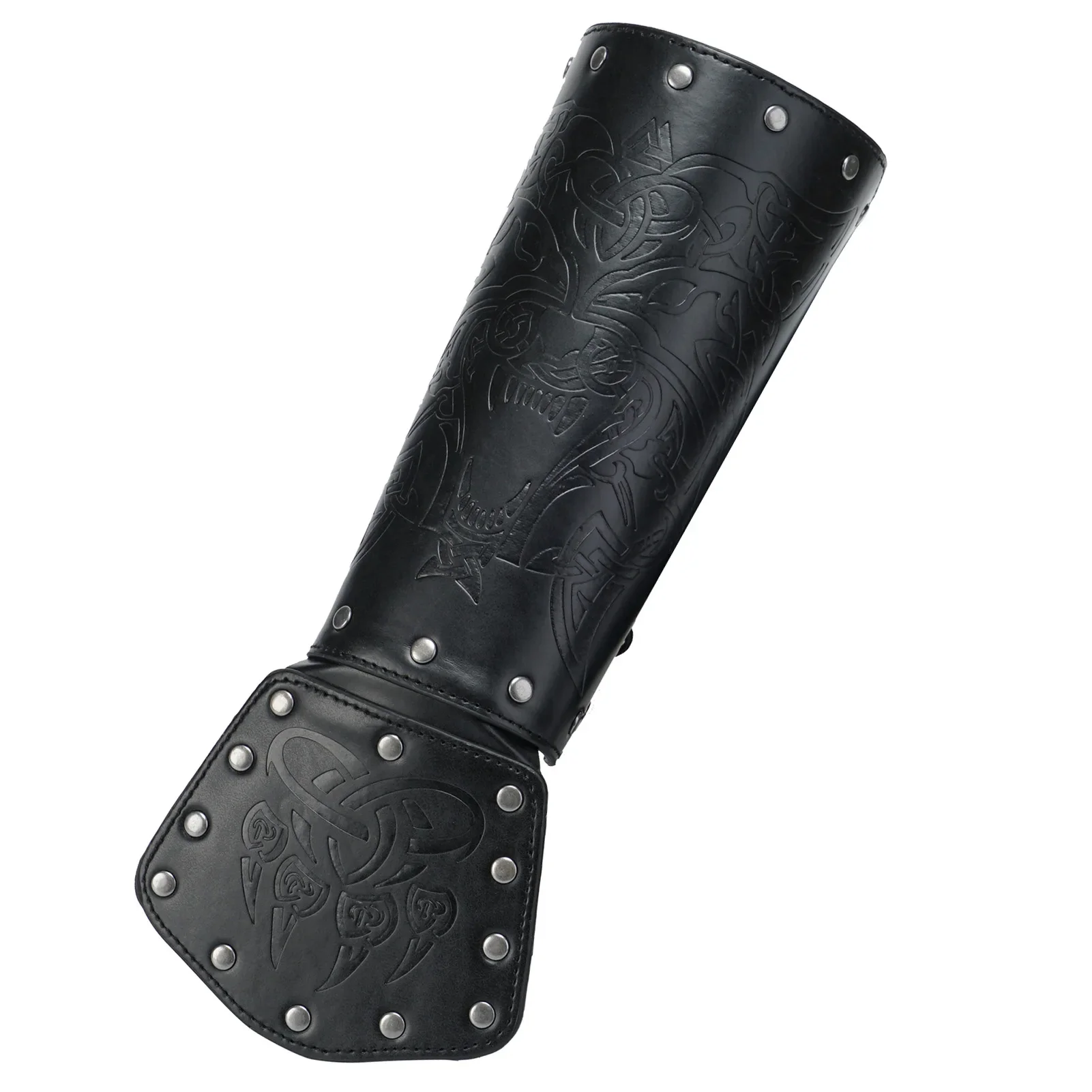 Nordic Viking Medieval Knight Men Hand Guard Warrior Knight Gauntlet Wristband Embossed Wolf Head Wrist Guard Halloween Costume