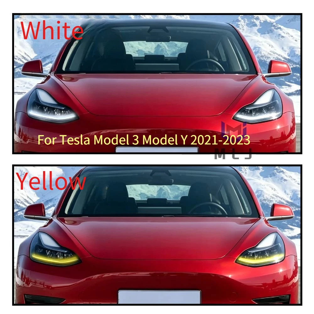 DRL LED Light Source Board Chip For Tesla Model 3 Model Y 2021-2023 Yellow White Angel Eye Headlight Replacement Car Accessories