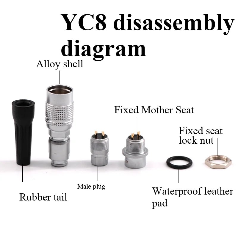 Aviation Plug and Socket YC8 Quick Plug-in 2-Pin, 3-Pin, 4-Pin, 5-Pin, 6-Pin, 7-Pin Push-Pull Type 8MM Opening Connector