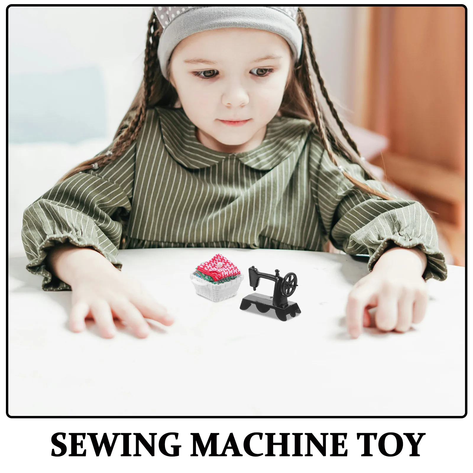 1Set Vintage-Inspired Tabletop Sewing Machine Kit for Dollhouse Furniture Miniature Sewing Supplies Elegant Compact Design