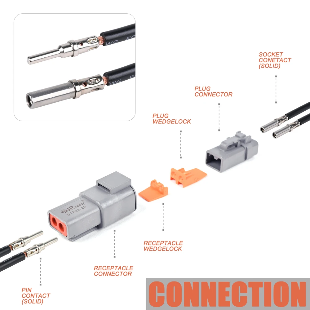 Imagem -06 - Jrready-kit de Conectores Dtp Conectores Elétricos à Prova Dágua Contato Sólido 14 Awg 12awg 2.04.0 mm ² Grupo 2pin 10pair