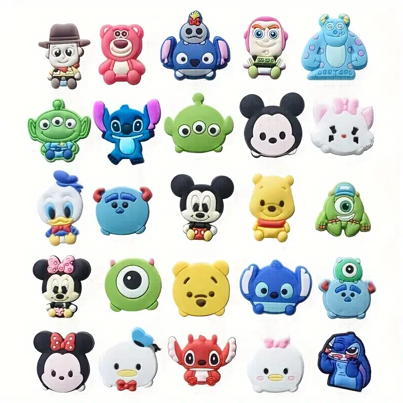 Miniso 25 peças/set disney mickey ponto personagem dos desenhos animados sapato decoração encantador destacável sapato fivela acessórios presentes