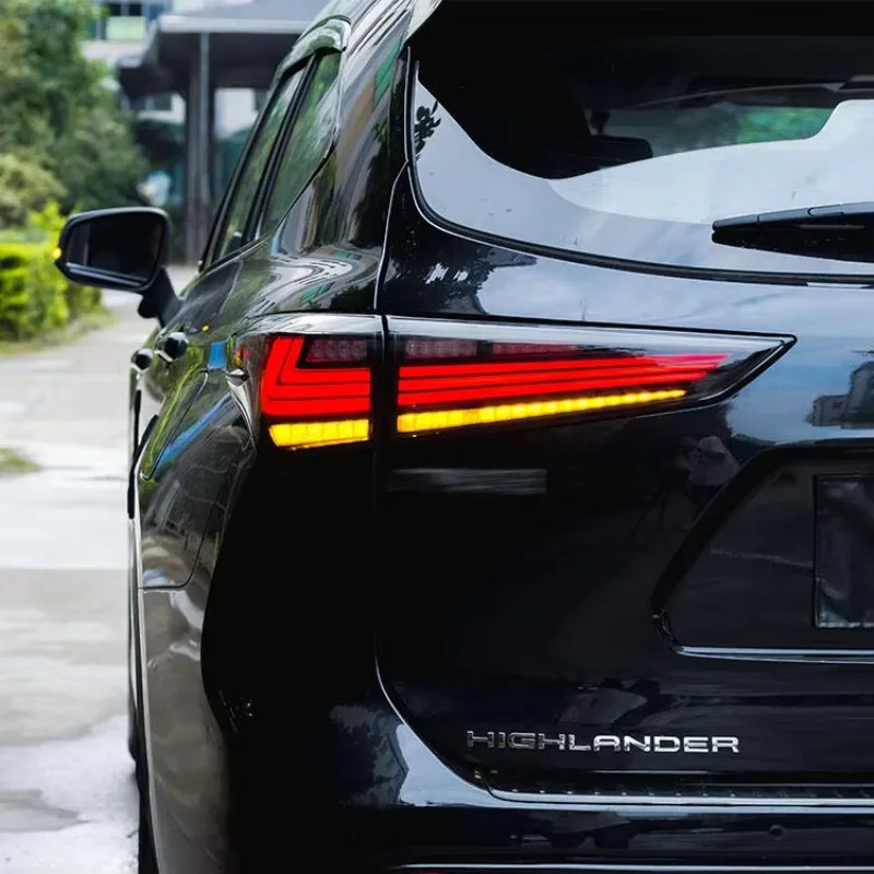 2021-2023 لتويوتا هايلاندر LED أضواء خلفية جديد الأحمر مصابيح خلفية الجمعية DRL بدء الرسوم المتحركة مقاوم للماء 4th الجنرال لمبة خلفية 12 فولت