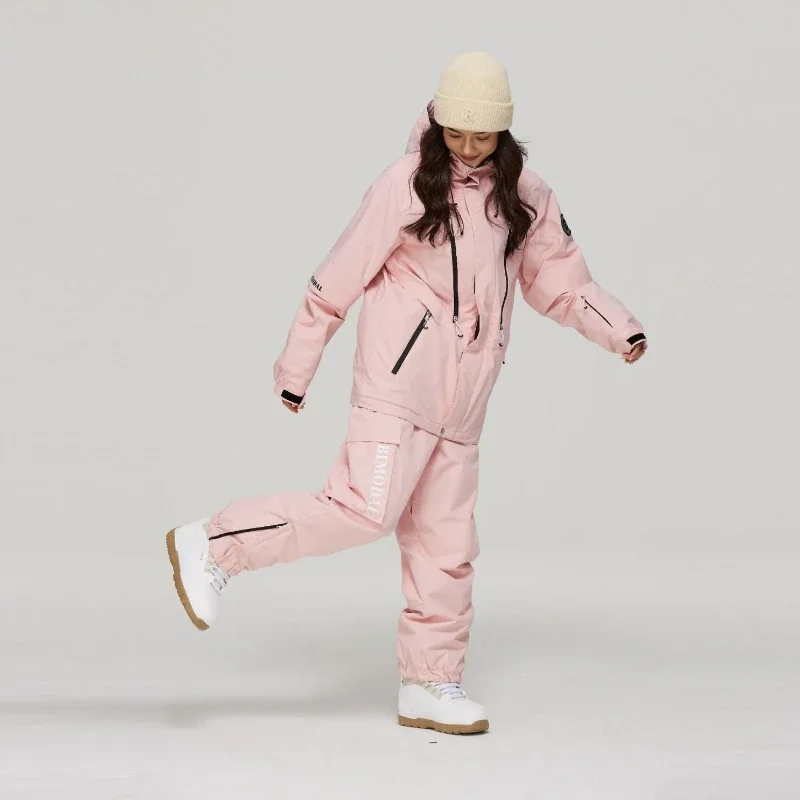 New Unisex Women's Suit Set  Female Solid Color Top Black Pants Windproof Waterproof Thermal Fashion Male Snowboard Skiing Wear