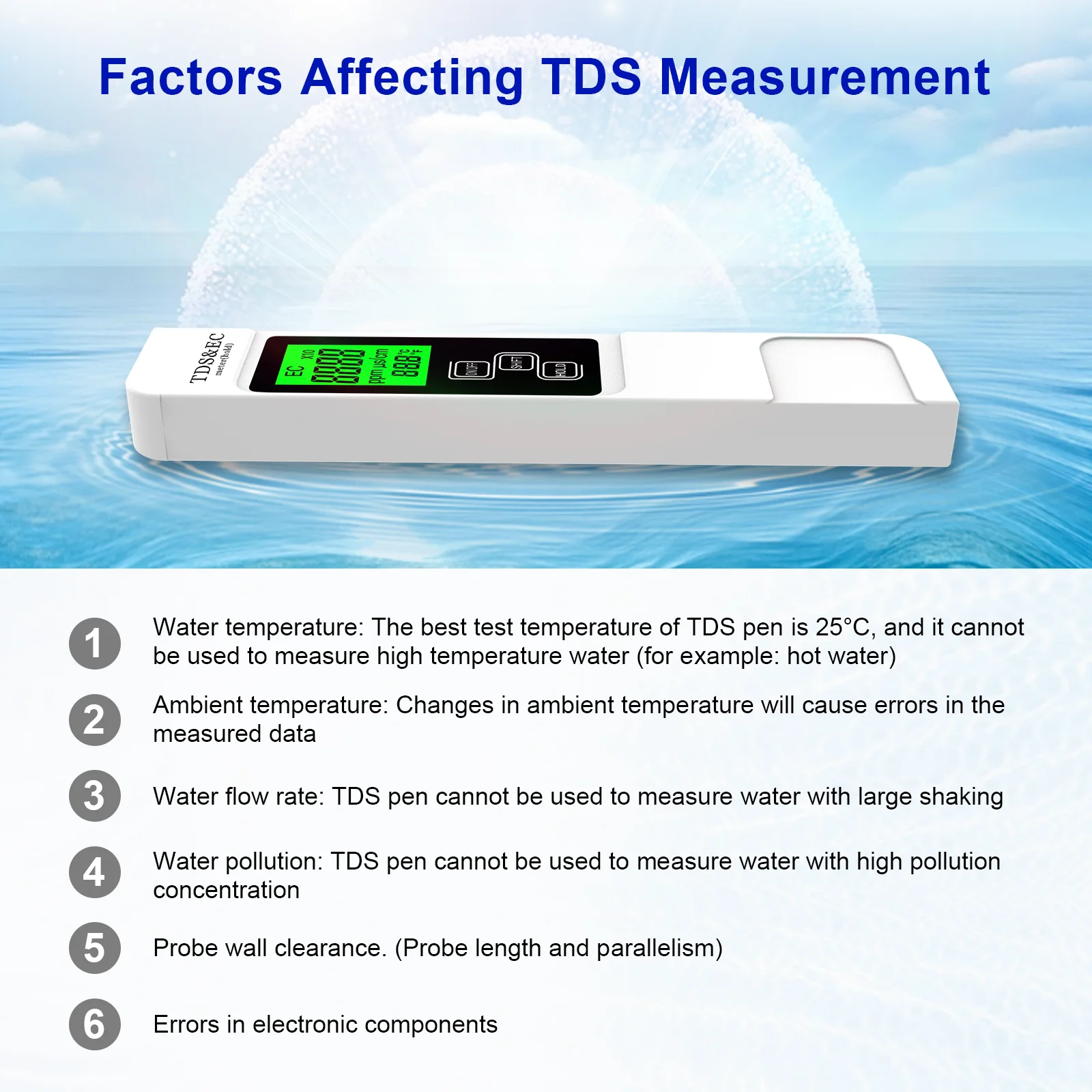 A5 Wasserqualitätstester Tragbares 4-in-1 TDS EC & Temperaturmessgerät 0-9999ppm Präzise für Trinkwasser, Hydroponik, Aquarium – Detail 14
