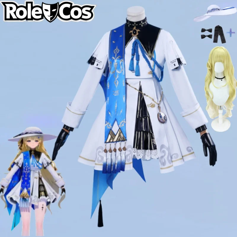 jeu-wuthering-waves-phoebe-cosplay-costume-perruque-robe-blanche-chale-chapeau-uniforme-adulte-femme-halloween-carnaval-fetes-costume-de-fete